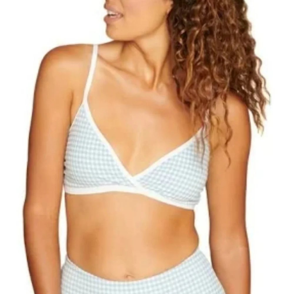 Andie▪️Cove Gingham Bikini Top in Pool
